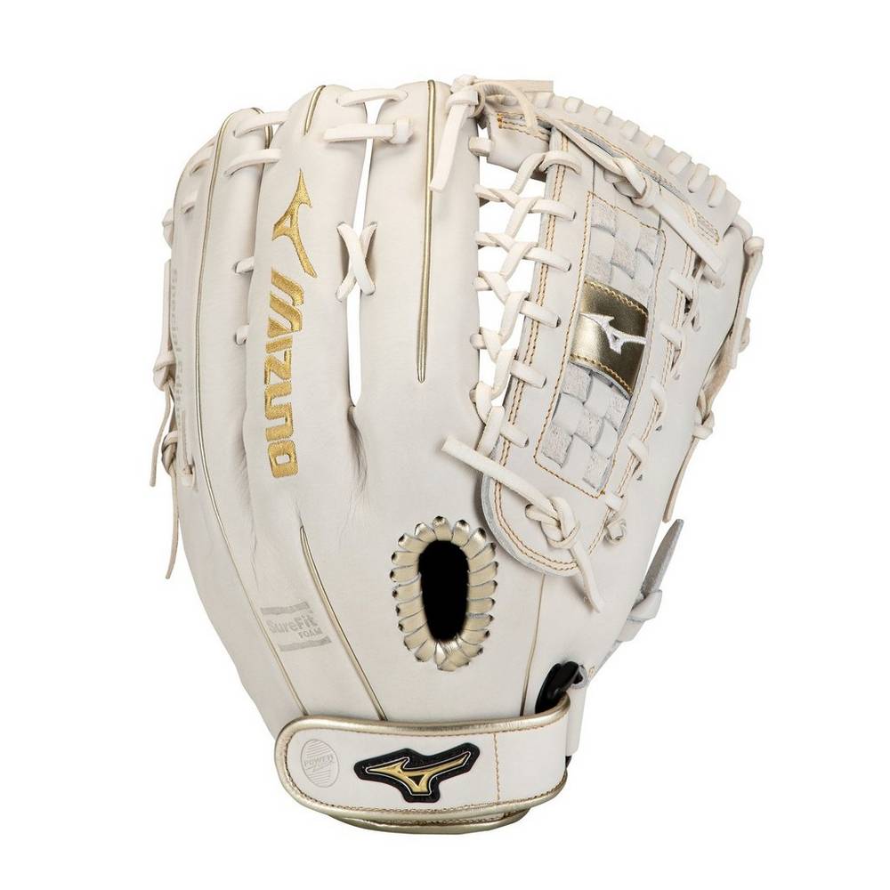 Luva Mizuno Softball MVP Prime SE Fastpitch 13" - Mulher - Branco/Douradas - DOJVP6578